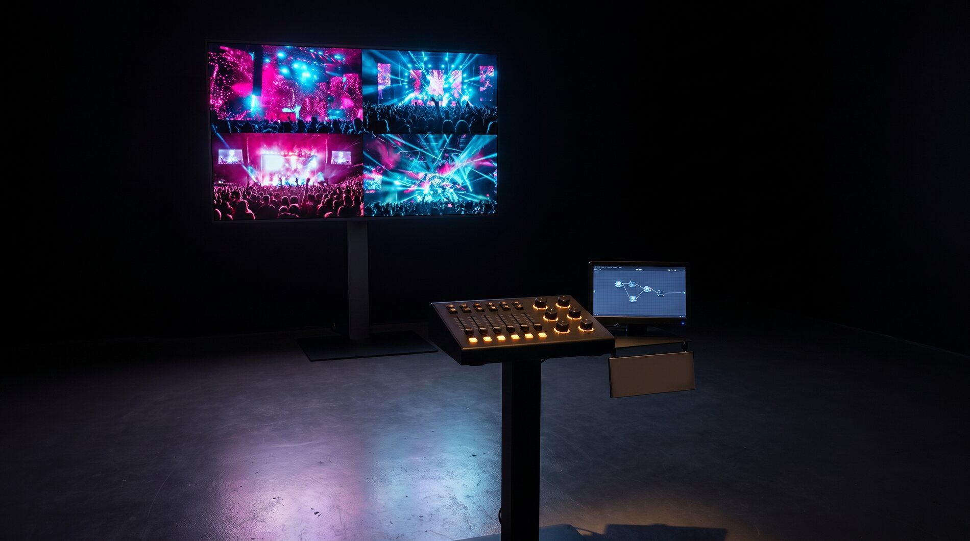 A single station: main screen, process monitor and credit plate